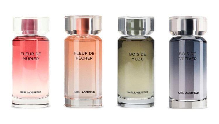 Perfumes Fleur de Mûrier, Fleur de Pércher, Bois de Yuzu y Bois de Vetiver de Karl Lagerfeld