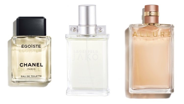 Perfumes Égoiste (Chanel), Jako (Karl Lagerfeld) y Allure (Chanel)