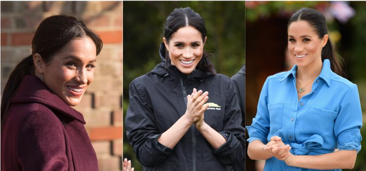 Varios looks de Meghan Markle con coleta