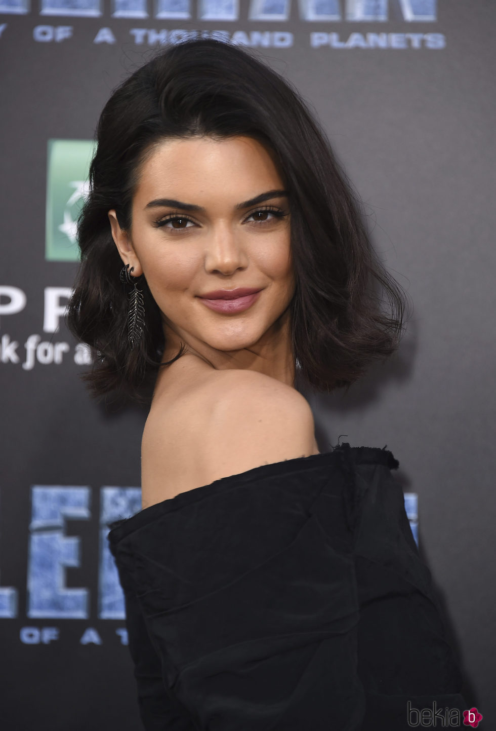 Kendall Jenner con sombras marrones y labios rosas